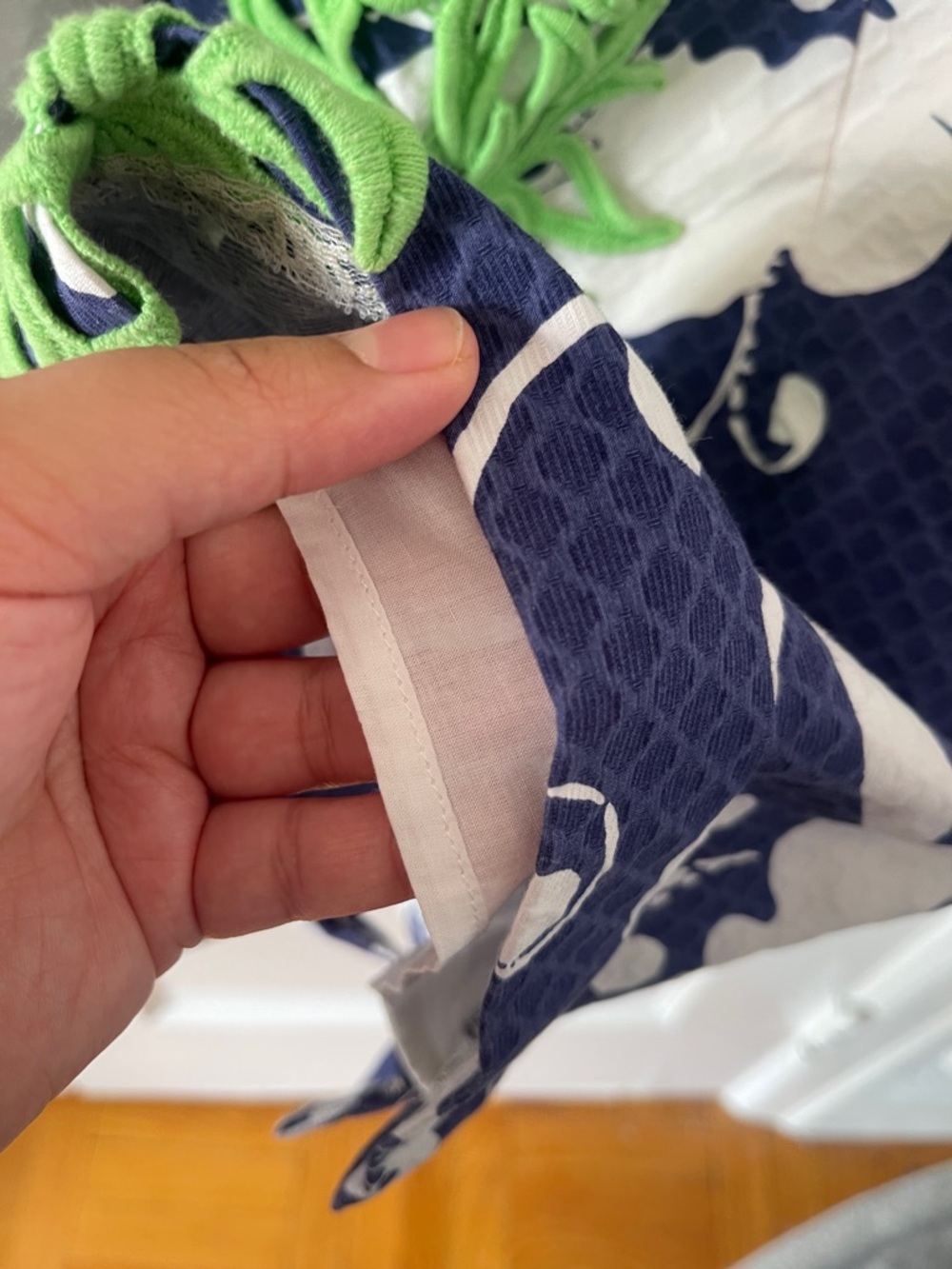 Lilly Pulitzer Delia Navy, White & Lime Green Tropical Floral Shift Mini Dress - Picture 9 of 10